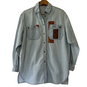 Palmer E Palmer Australia Vintage Western Denim Shirt Aztec Style Ranch Medium